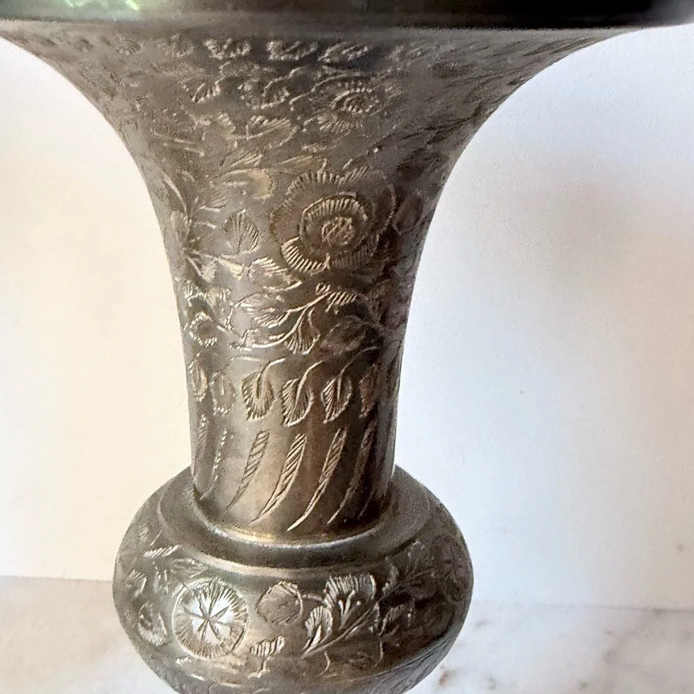 Pair Vintage Indian Bidriware Vase